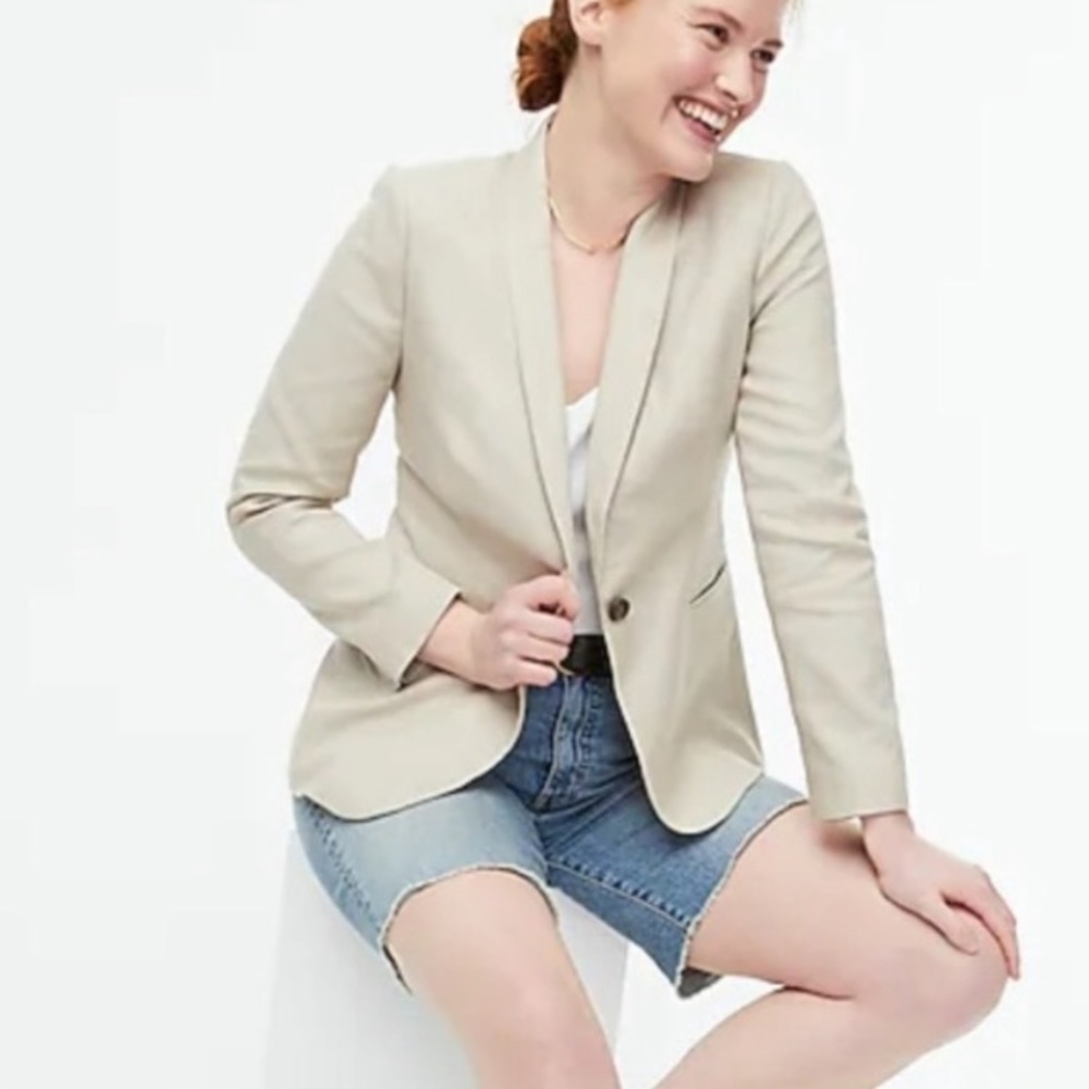 J. Crew Women’s Beige Parke Blazer in Stretch Linen Size 0
